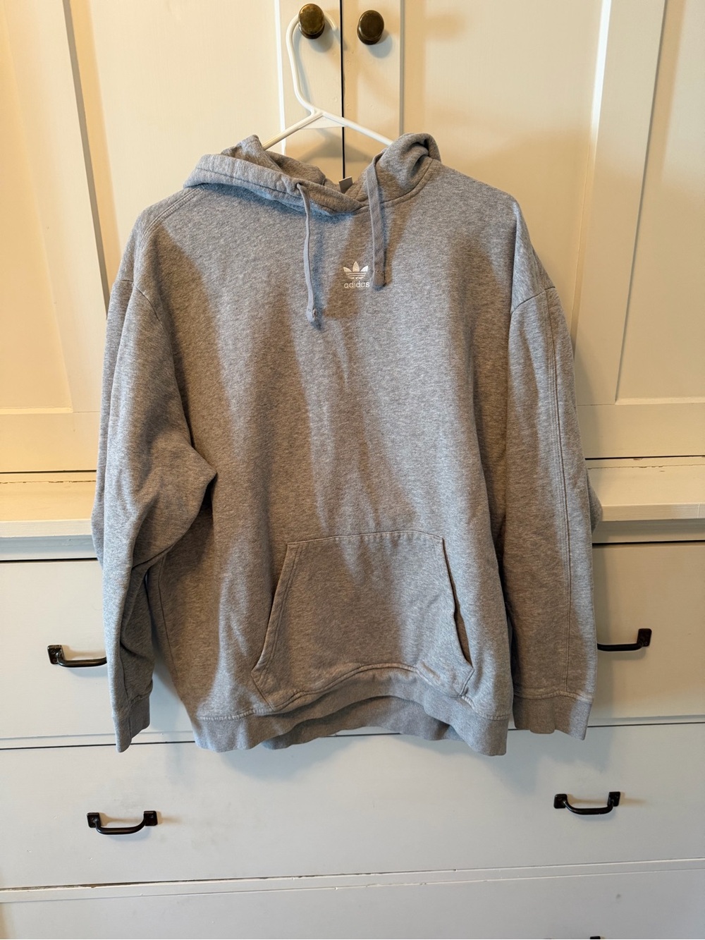 adidas Gray Hoodie Sweatshirt with Trefoil Logo